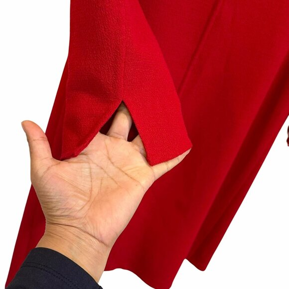 ✨Akris Size XS Women's Red Coat Wool Blend Long Sleeve Knee-Length✨ - Picture 6 of 9